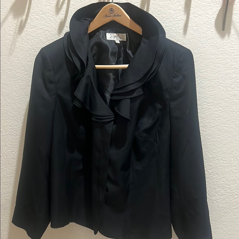 Emily…Black Ruffled Blazer